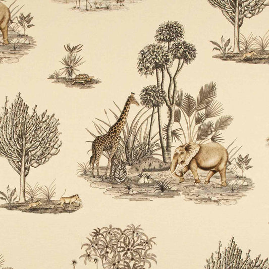 Thanda Toile Stone Linen Fabric