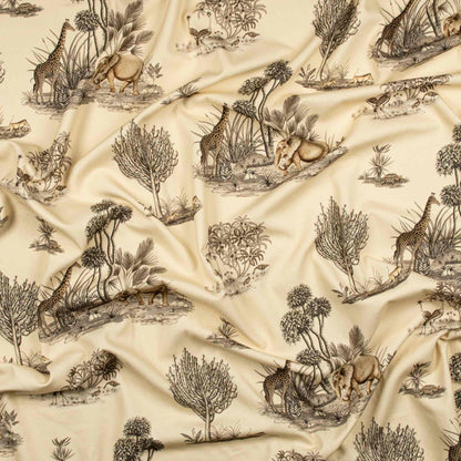 Thanda Toile Stone Linen Fabric