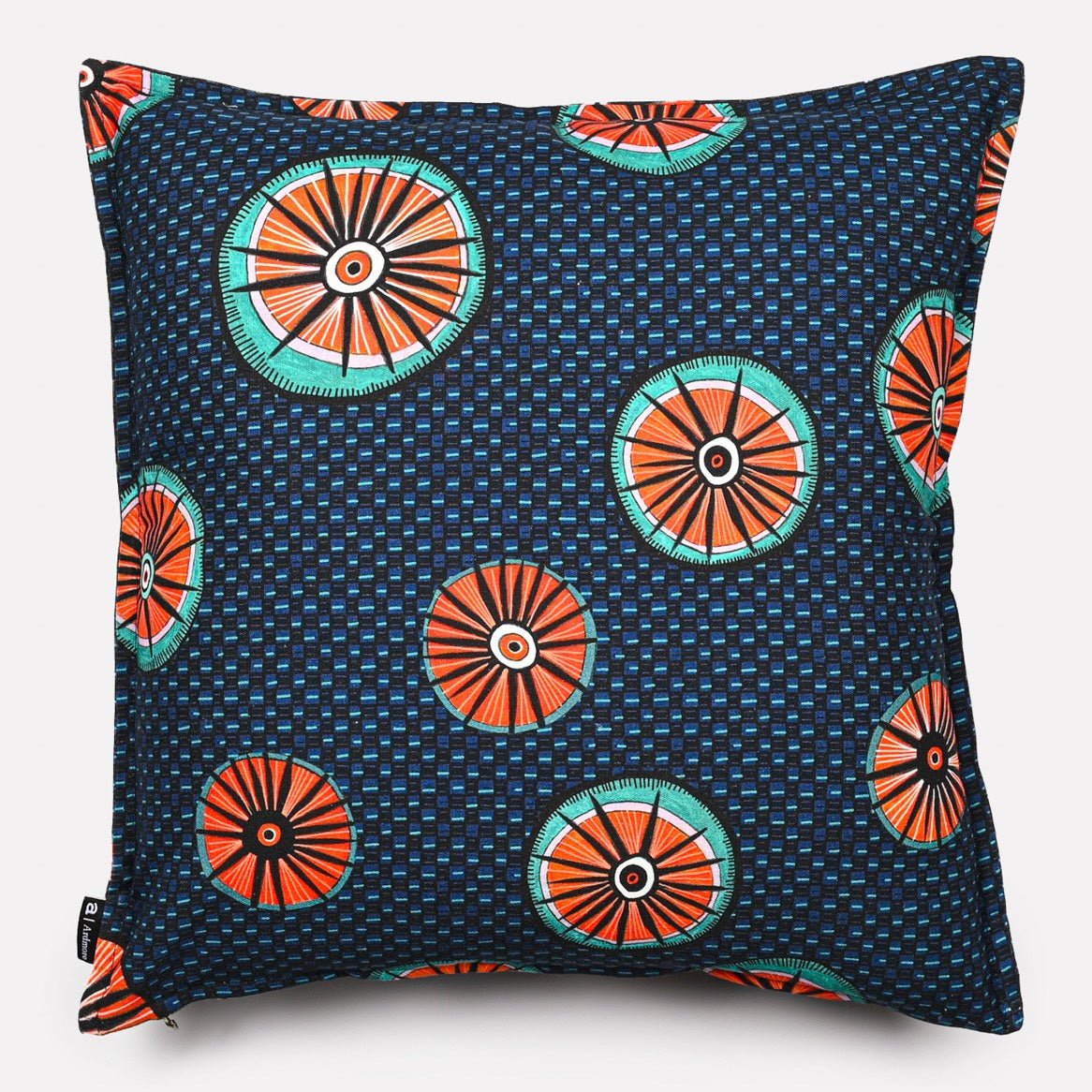 A reverse angle of the cushion cover, showing the same intricate print on both sides.