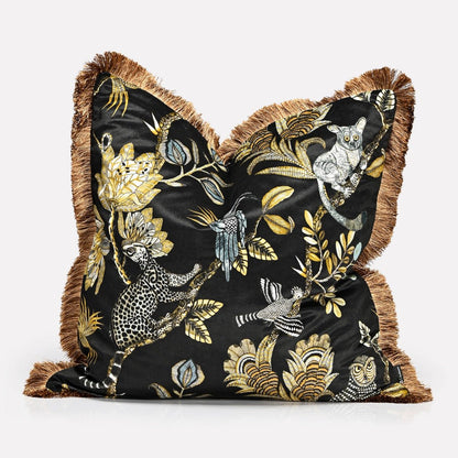 Camp Critters Brass Fringed Cushion Cover