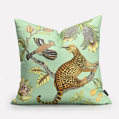 A side perspective showcasing the plush velvet texture and the detailed artistry of the wildlife-inspired design.