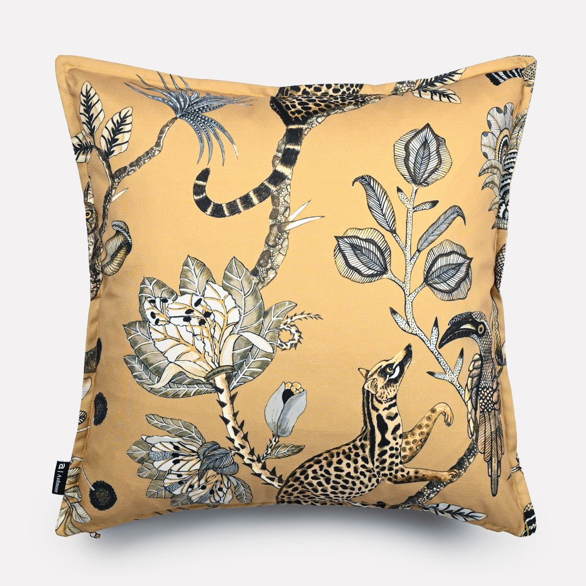A side perspective highlighting the double-sided design and rich colour palette, showcasing the elegant pattern in greater detail.
