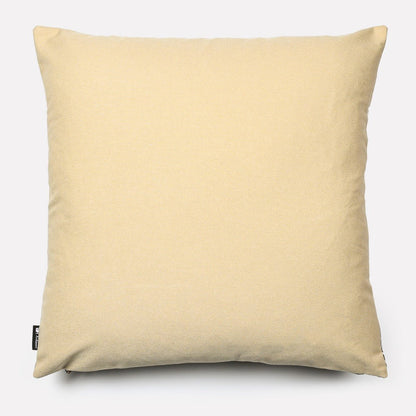 Reverse side of the Dancing Elephant Mist cotton cushion cover, showcasing a solid light beige cotton fabric that complements the detailed front design.