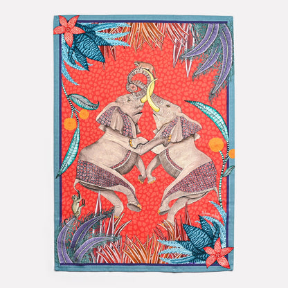 Dancing Elephant Sunset Tea Towel