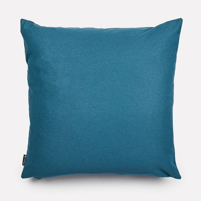 Reverse side of the Dancing Elephant Teal Lake cushion cover, showcasing a solid teal fabric that complements the design on the front.