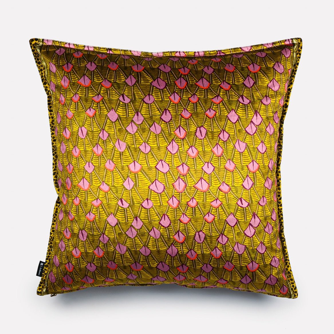 Feather Chartreuse Velvet Cushion Cover