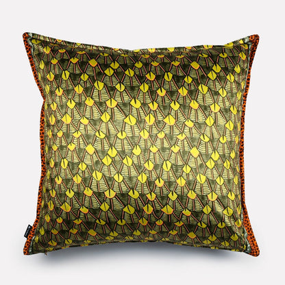 Side view of the Feather River Green Velvet Cushion Cover highlighting the luxurious texture and vibrant green tones.