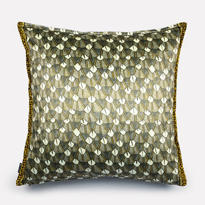 Angled side view of the Feather Silver Ripple Velvet Cushion Cover, highlighting the elegant texture and intricate ripple pattern.