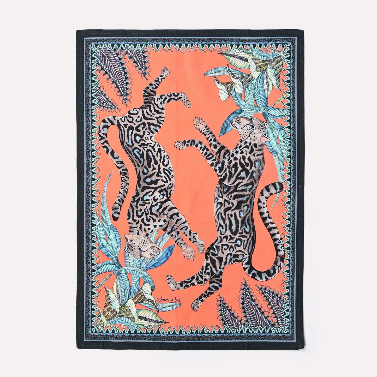 Cheetah Kings Coral Tea Towel