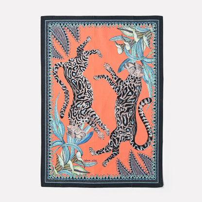 Cheetah Kings Coral Tea Towel