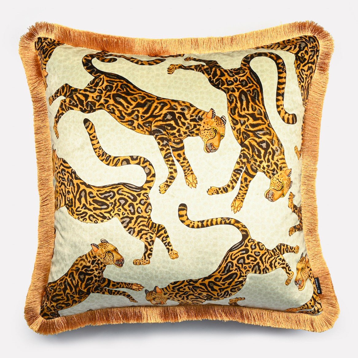 Cheetah Kings Stone Velvet Cushion Cover with Fringe