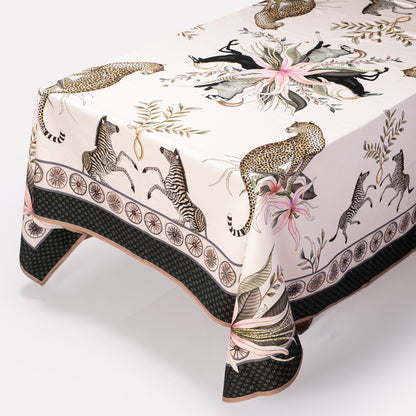 Leopard Lily Square Tablecloth in Safari