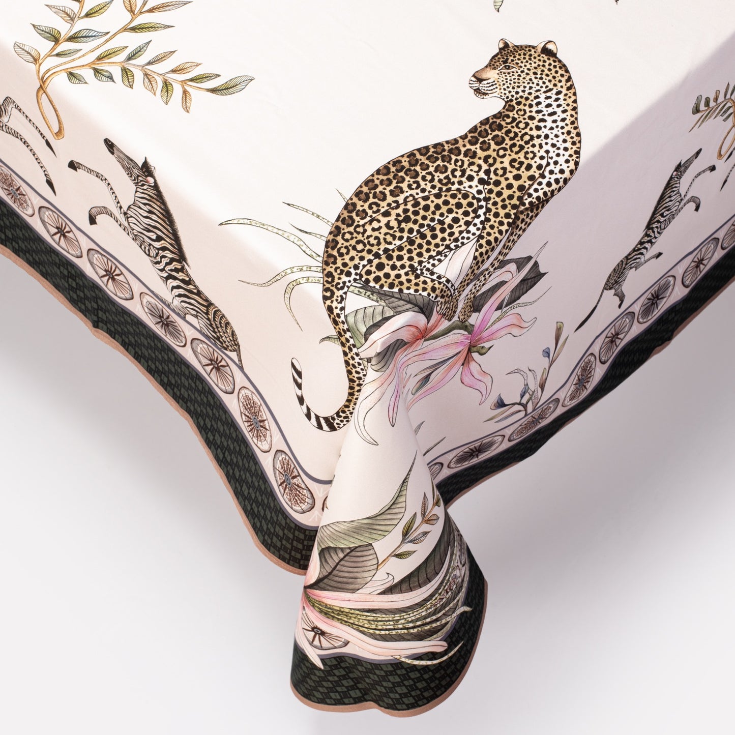 Leopard Lily Square Tablecloth in Safari