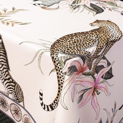 Leopard Lily Square Tablecloth in Safari