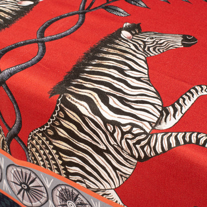 Leopard Lily Tablecloth in Royal Red