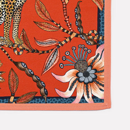 Leopard Napkins in Royal Red (PAIR)