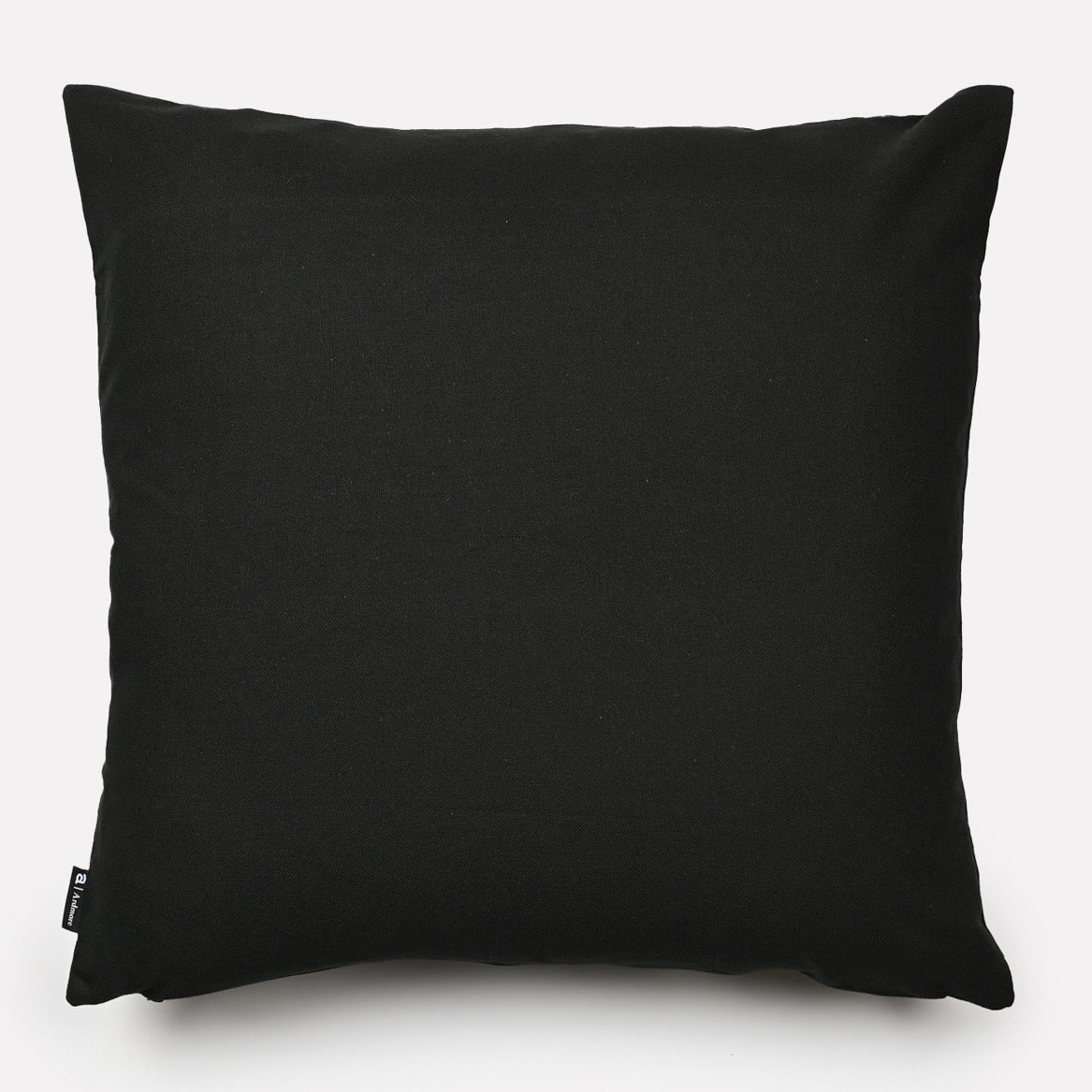 Back view of the Lovebird Leopards Night Cushion Cover, showcasing a plain black cotton fabric.
