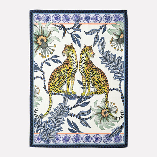 Lovebird Leopards Tanzanite Tea Towel