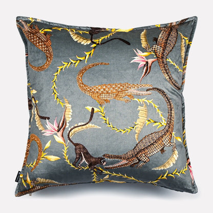 Back view of the River Chase Silver Ripple Velvet Cushion Cover showcasing its smooth silver-grey finish and fine texture.