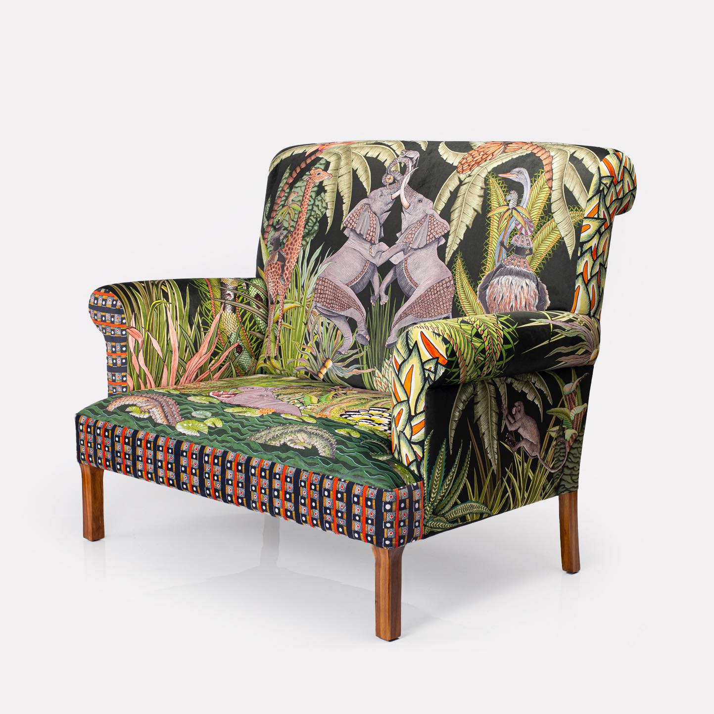 Top-down view, showcasing the plush cushion arrangement and high-quality upholstery finish.